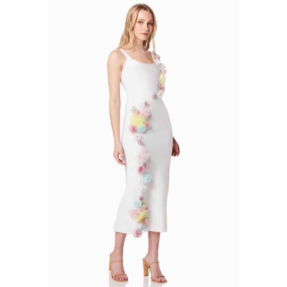 Elliatt Motif 3D Flower Midi Dress - Ivory bachelorette party Wedding size L